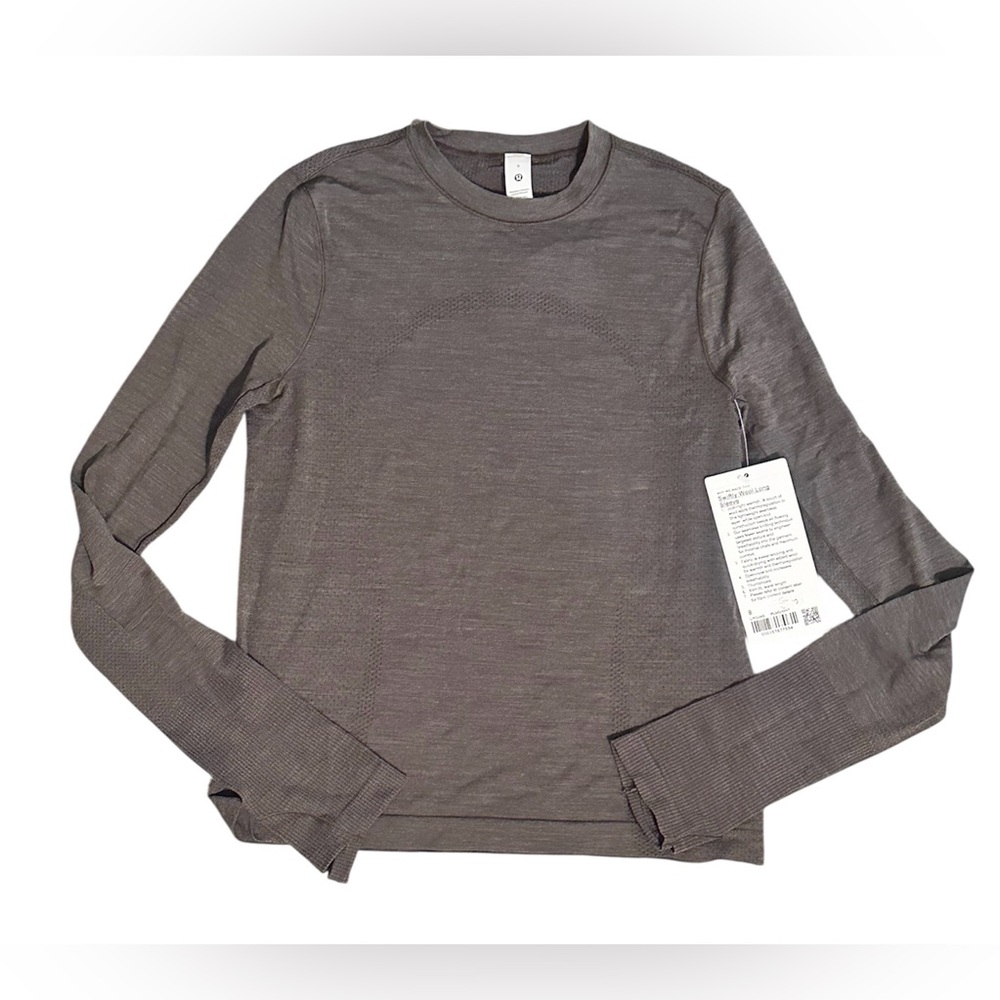 Lululemon Swiftly Wool LS Athletic Top Dark Gray Size 8 NWT